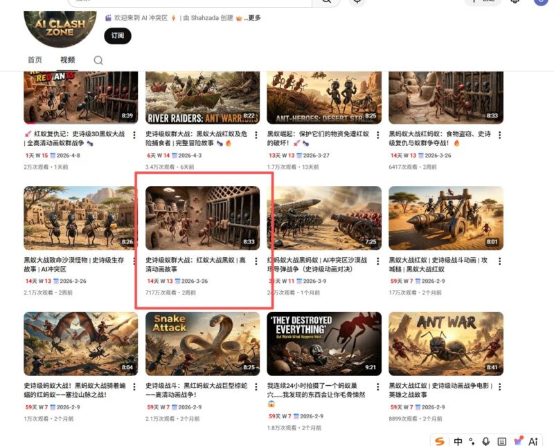 Ai油管蚂蚁生存长视频拆解(保姆级教程)4.9日-环球搭子